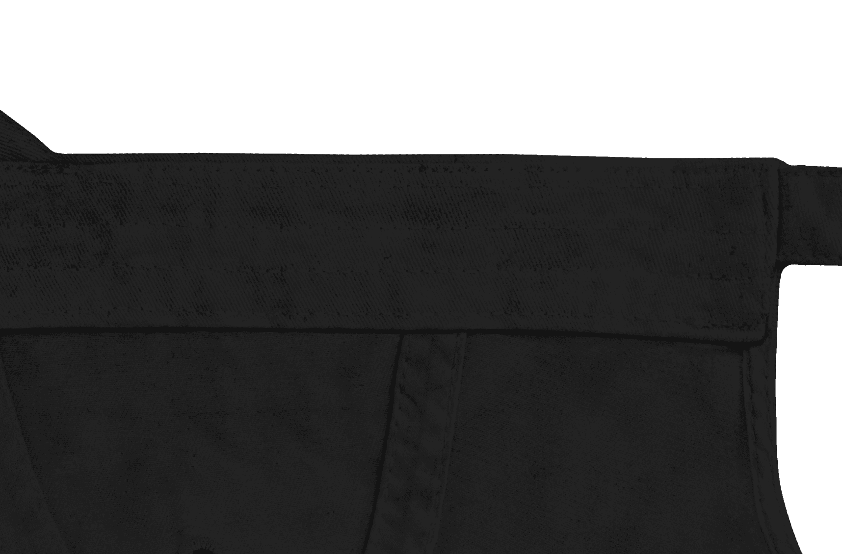 Close-up of stitched seam and waistband construction on a custom garment