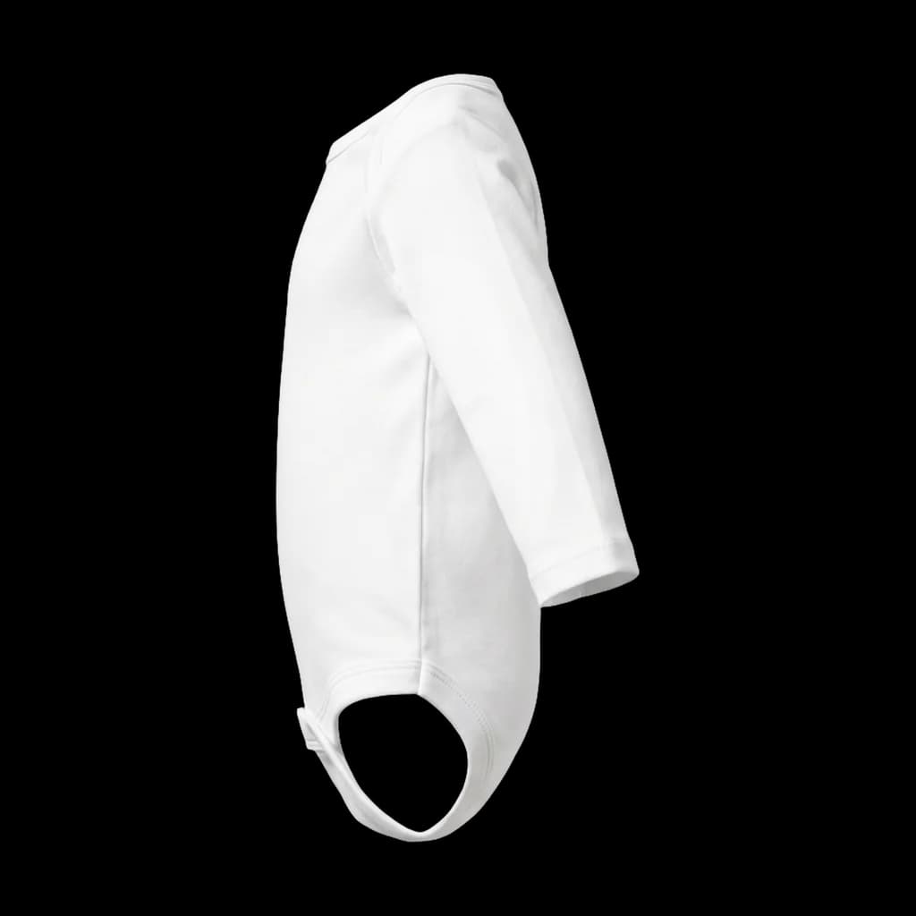 Blank baby onesie, left side view