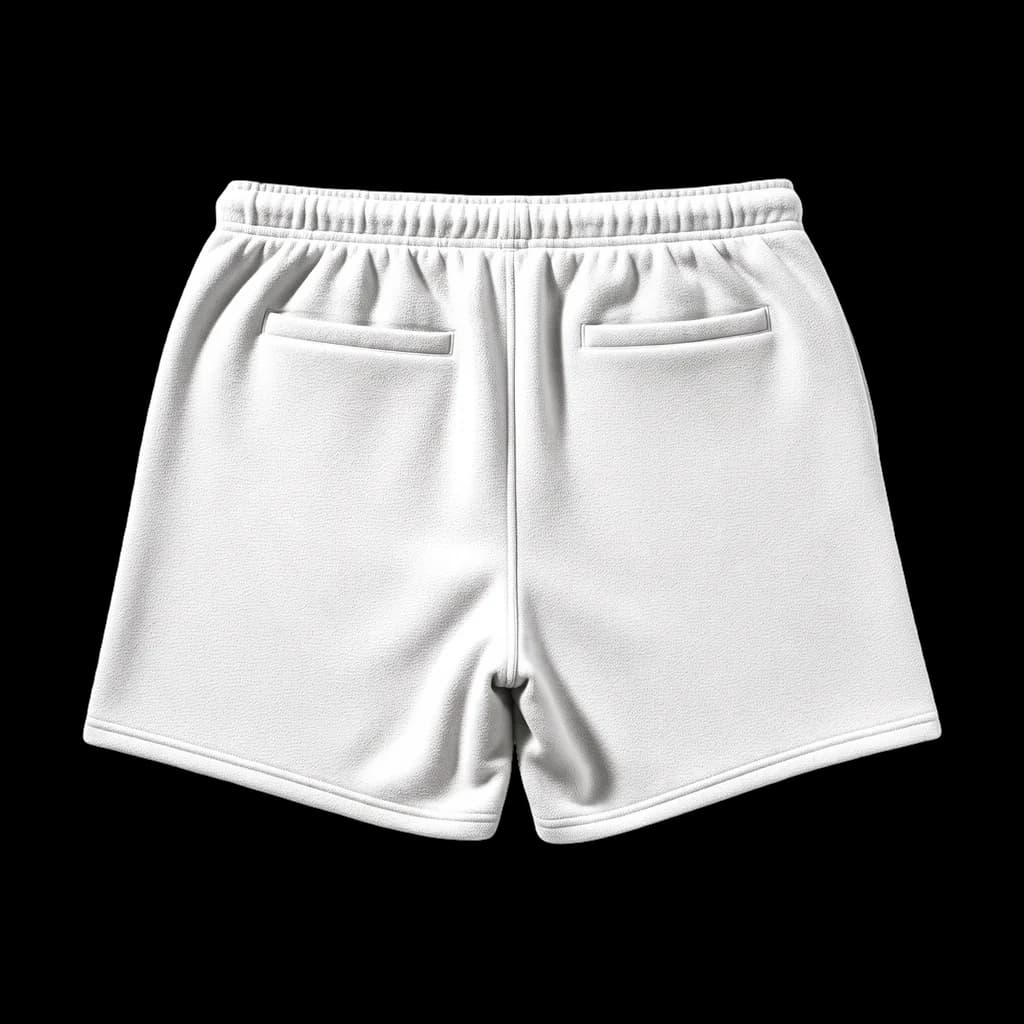 Blank fleece short, back view