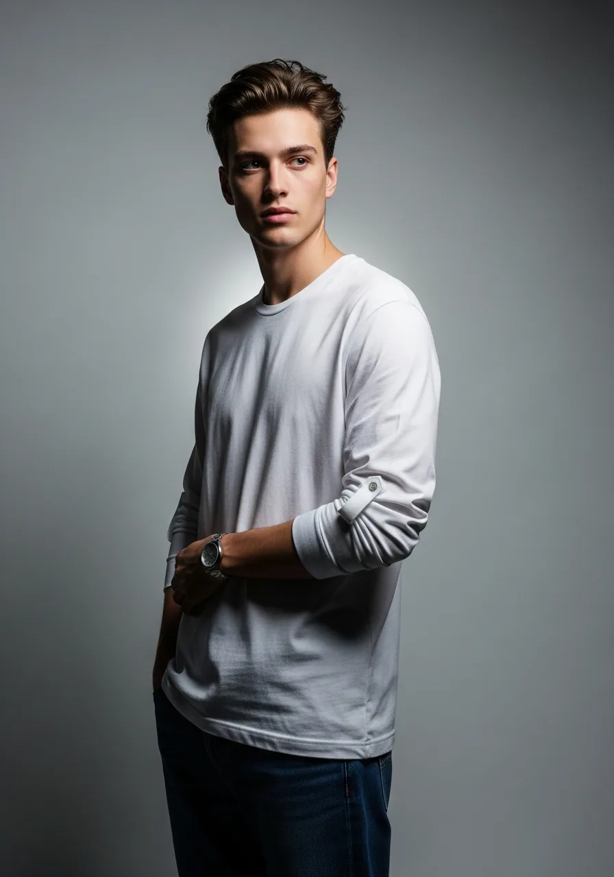 The longsleeve t-shirt worn — a blank made to order in Lahore, Pakistan