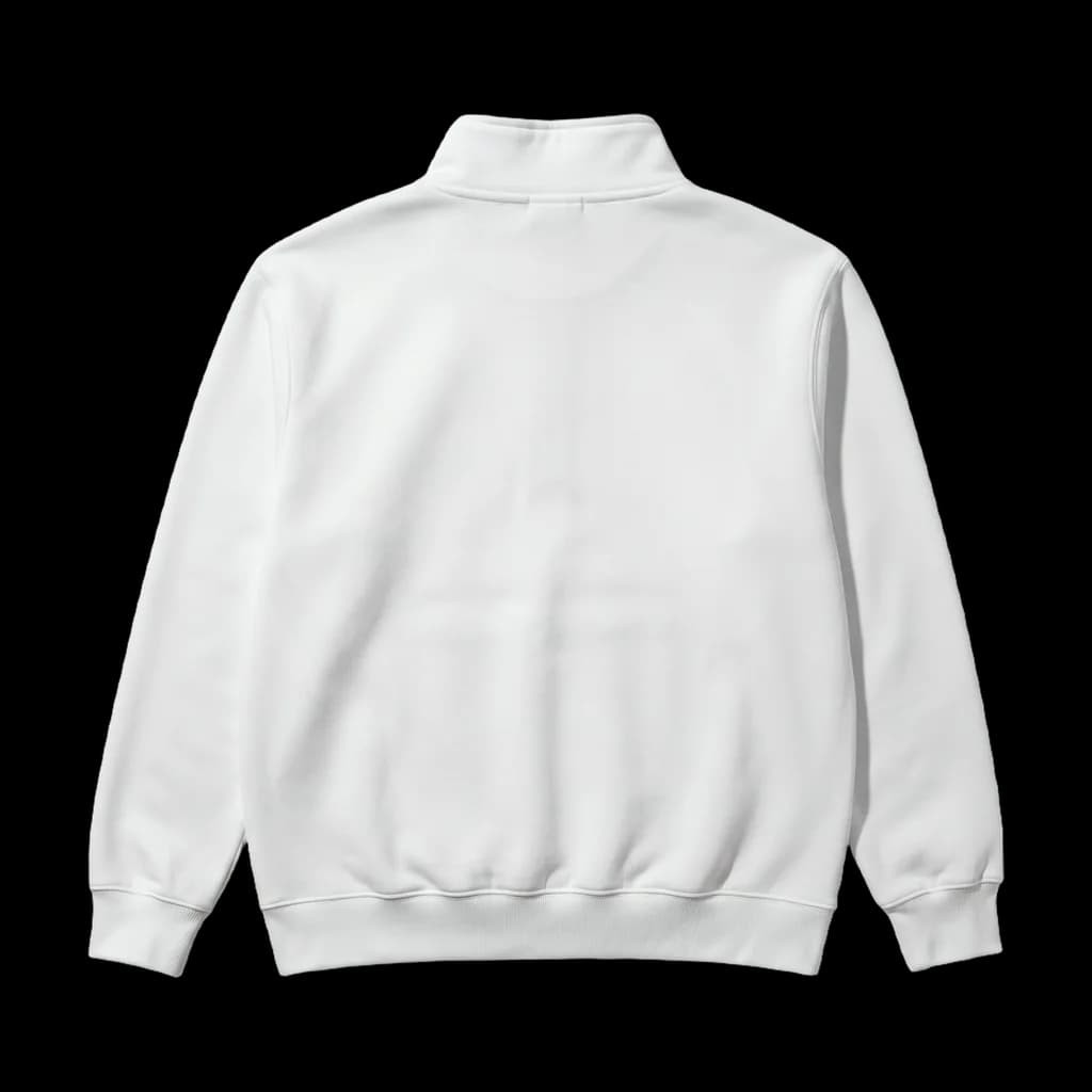 Blank quarter-zip pullover, back view