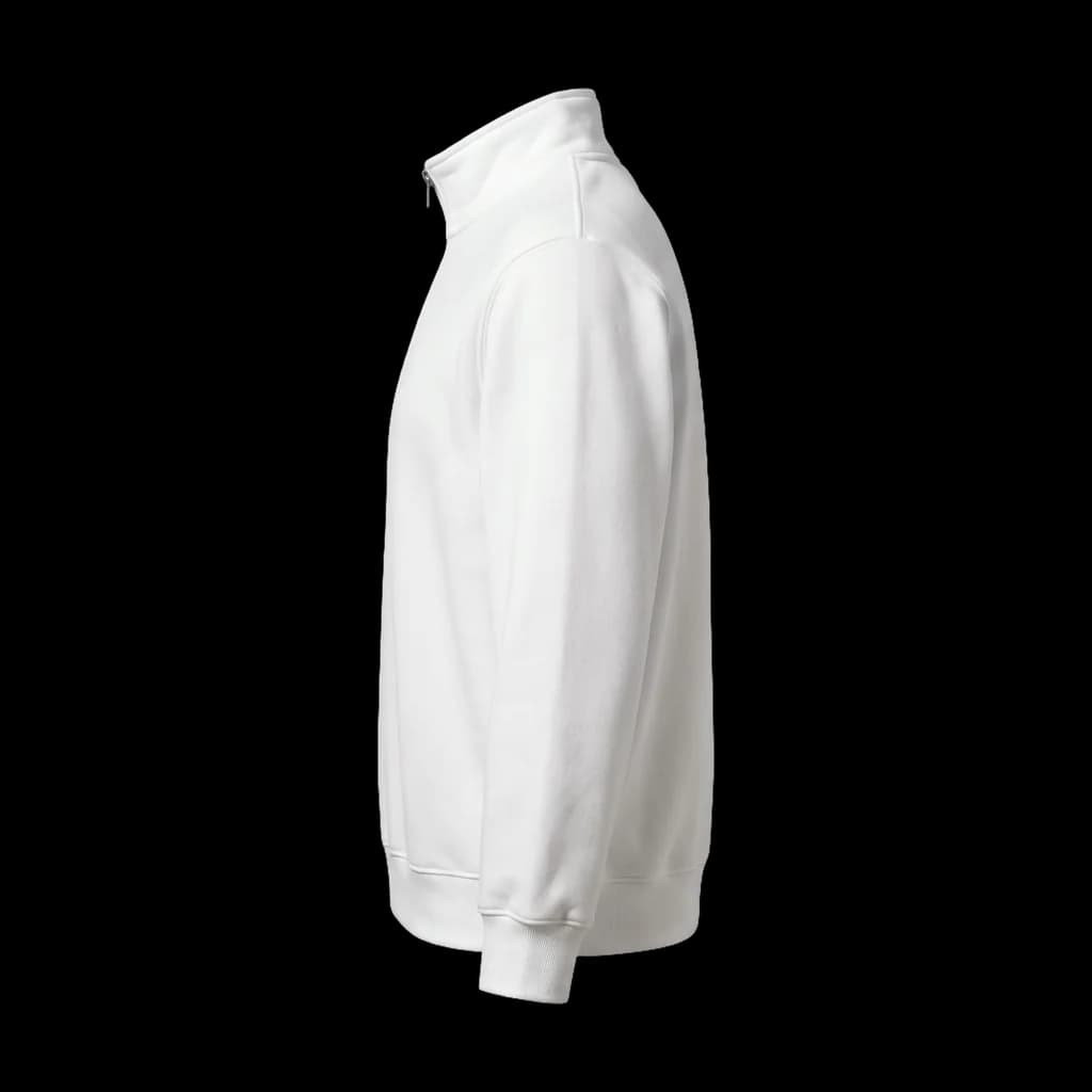 Blank quarter-zip pullover, left side view