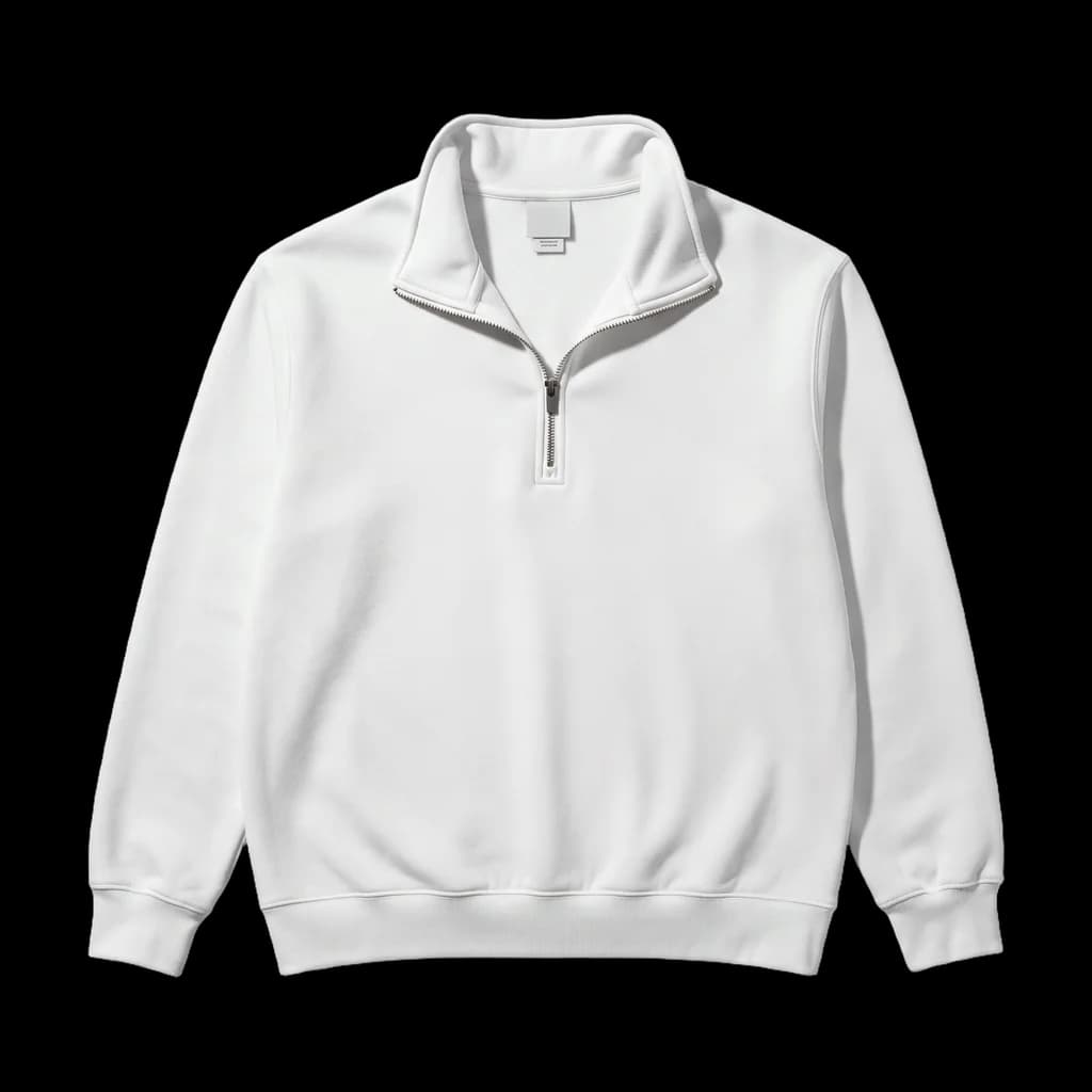 Blank quarter-zip pullover, front view