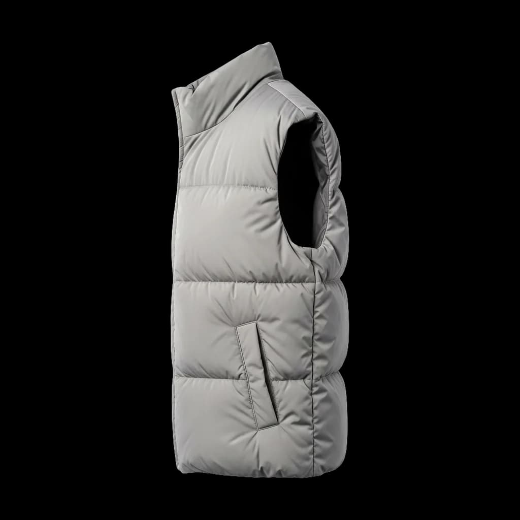 Blank puffer vest, right side view