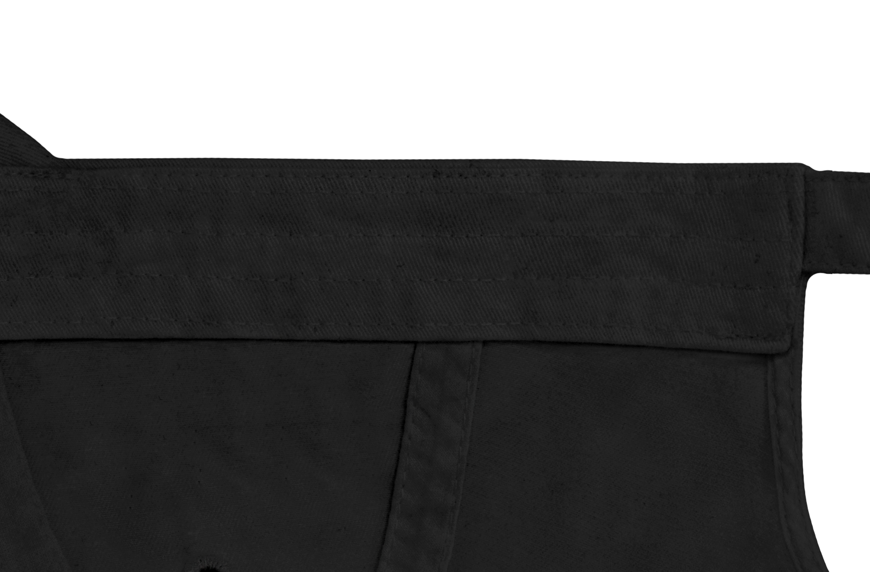 Close-up of stitched seam and waistband construction on a custom garment